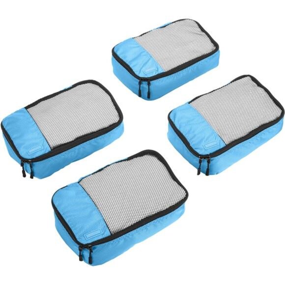 4 Piece Packing Travel Organizer Zipper Cubes Set, Small, Sky Blue - Picture 3 of 8